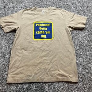 UNIQLO Pokemon UT Graphic T Shirt Mens Size M Beige Gotta Catch Em All